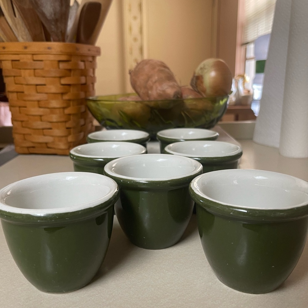 Vintage Avocado green Hall serving cups